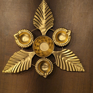 Festive Golden Urli DIya | Peacock & Lotus Design | Pack Of 1