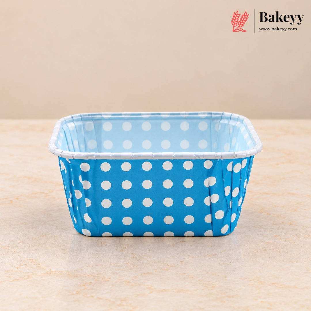 6.5x6.5x3.5 cm Brownie Bake N Serve Mould | Blue Color with Dotted | Pack of 50