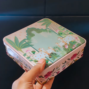 Artwork Printed Square Tin Box with Lid | 2 Designs | Pack of 4