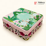 Pichwai & Floral Printed Square Tin Gift Box with Lid | 2 Designs | Pack of 4