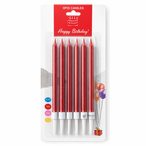 Metallic Straight Birthday Cake Candles with Holders | Pack of 6