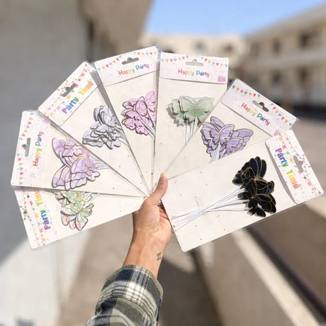 Gold Outline Paper Cupcake & Cake Decoration Picks | Butterfly Cake Toppers | Multiple Pastel & Premium Colors | Pack of 9 - Bakeyy.com - India - Gold Outline Paper Cupcake & Cake Decoration Picks | Butterfly Cake Toppers | Multiple Pastel & Premium Colors | Pack of 9 - Design 1 49.00