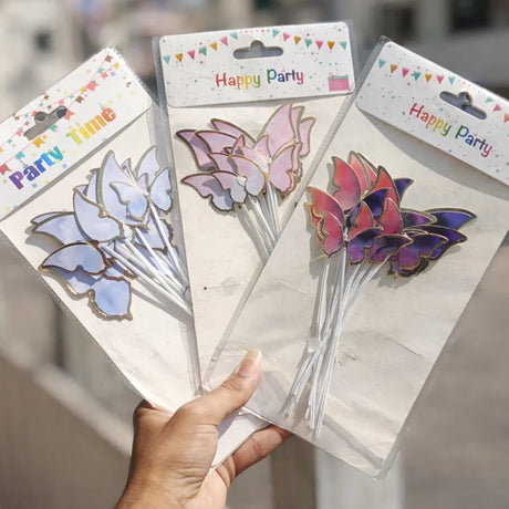 Gold Outline | Butterfly Cake Toppers | Food-Safe Picks | Multiple Colors| Pack of 9 - Bakeyy.com - India - Gold Outline | Butterfly Cake Toppers | Food-Safe Picks | Multiple Colors| Pack of 9 - Design 1 49.00