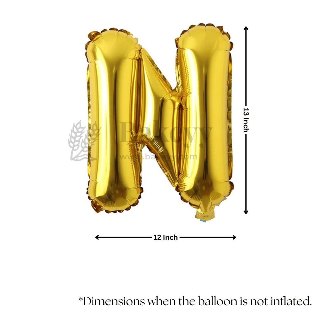 Metallic Gold Alphabet N Foil Balloon | Party Decoration | 1 Piece