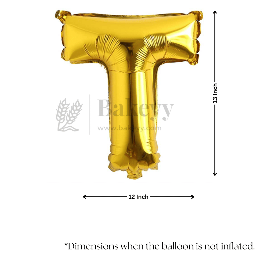 Metallic Gold Alphabet T Foil Balloon | Party Decoration | 1 Piece