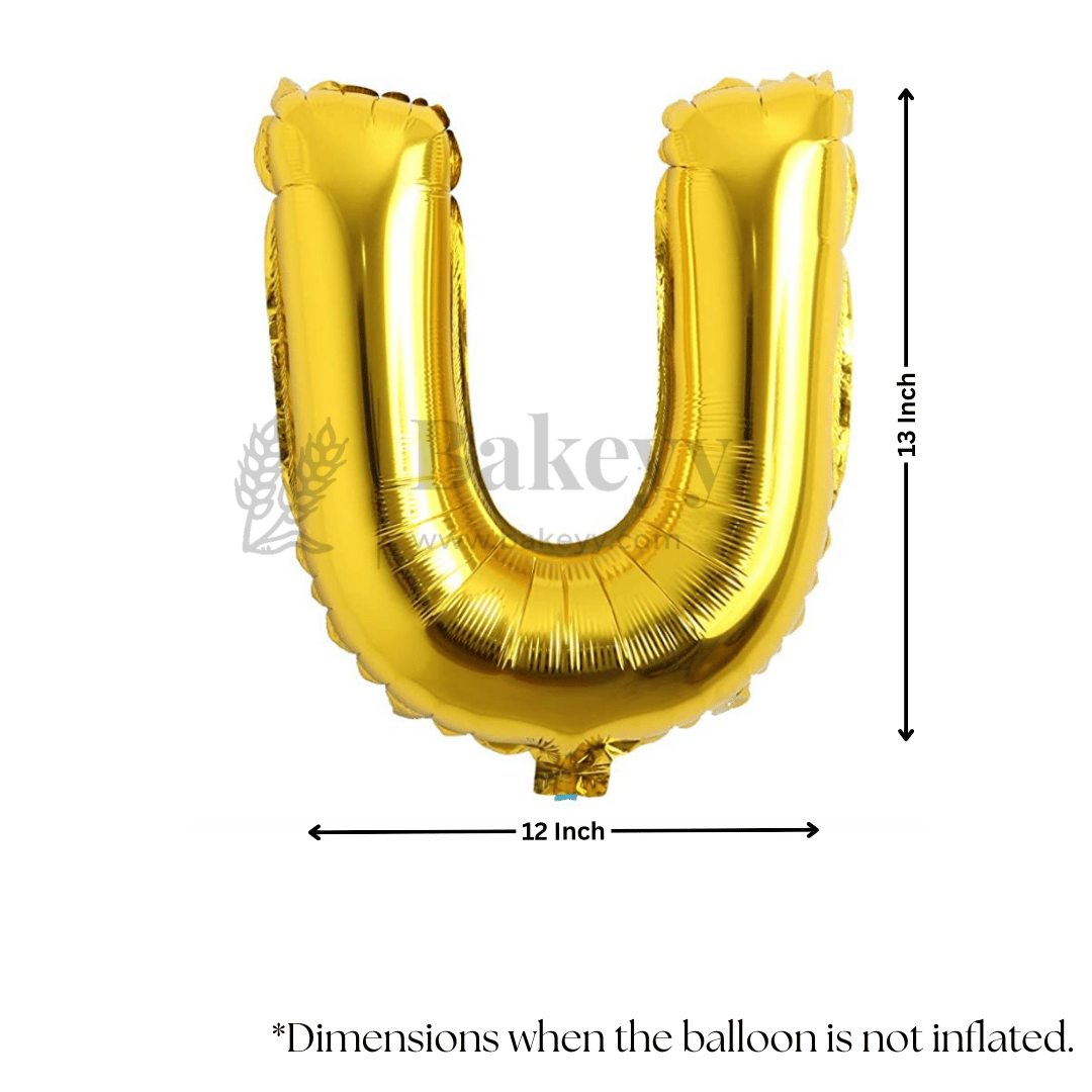 Metallic Gold Alphabet U Foil Balloon | Party Decoration | 1 Piece