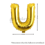 Metallic Gold Alphabet U Foil Balloon | Party Decoration | 1 Piece