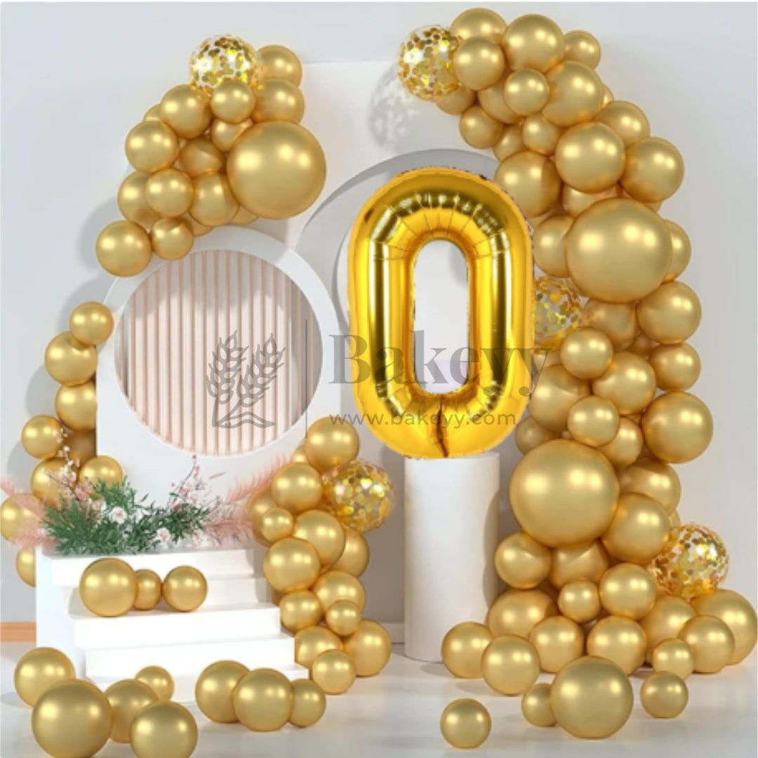 Metallic Gold Number 0 Foil Balloon | Party Decoration | 1 Piece