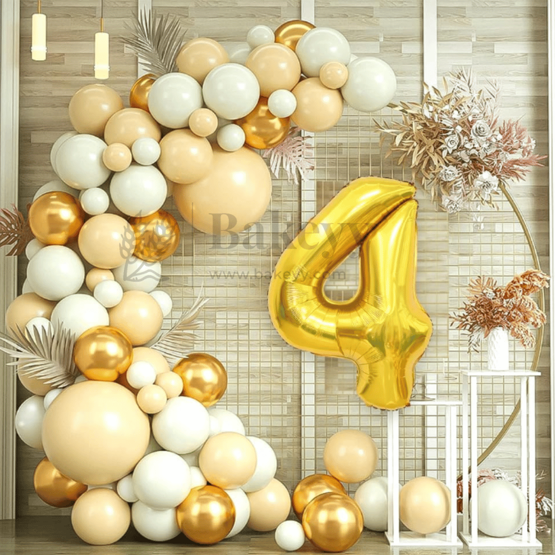 Metallic Gold Number 4 Foil Balloon | Party Decoration | 1 Piece
