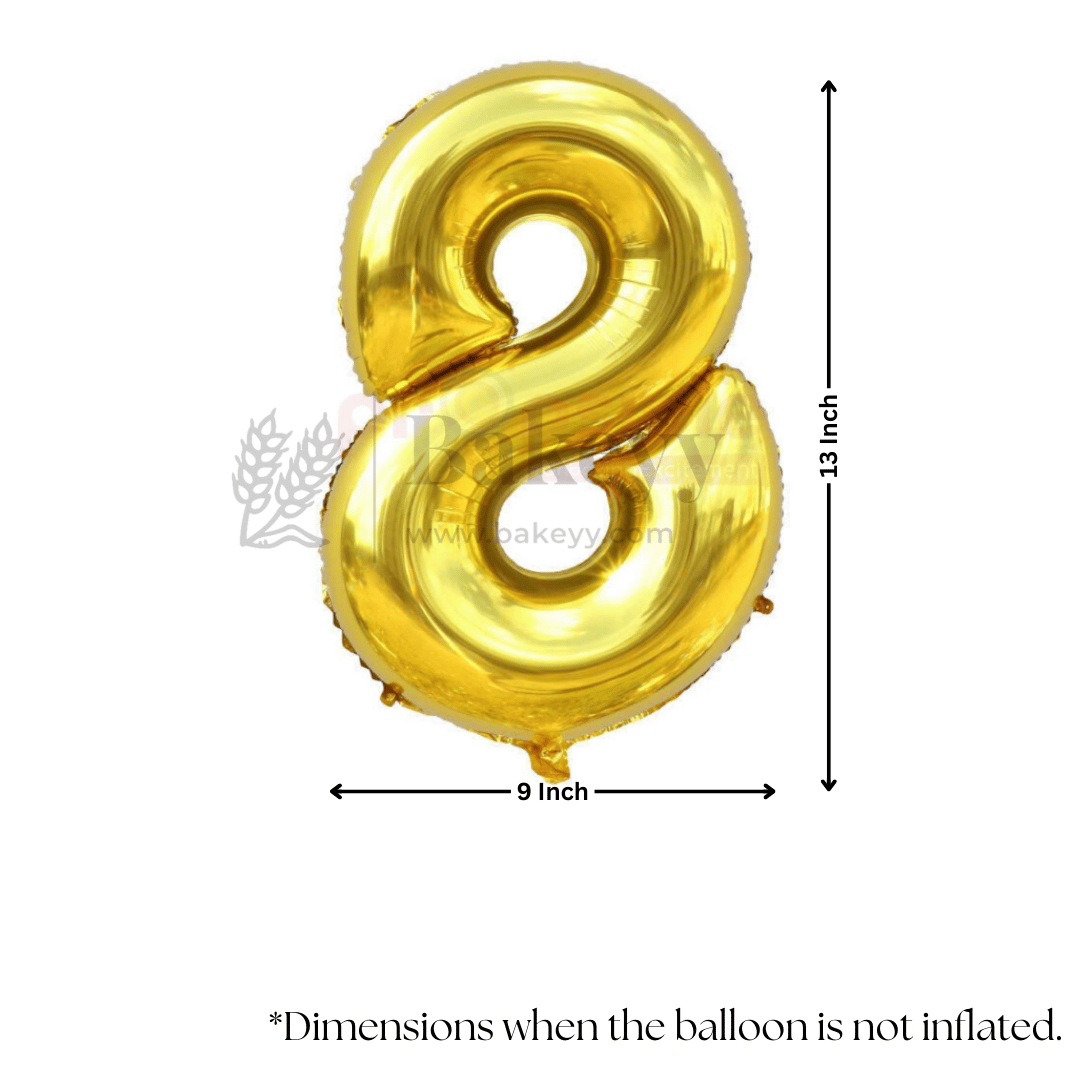 Metallic Gold Number 8 Foil Balloon | Party Decoration | 1 Piece