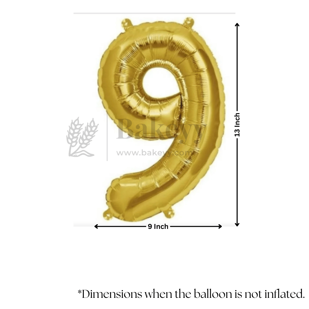 Metallic Gold Number 9 Foil Balloon | Party Decoration | 1 Piece