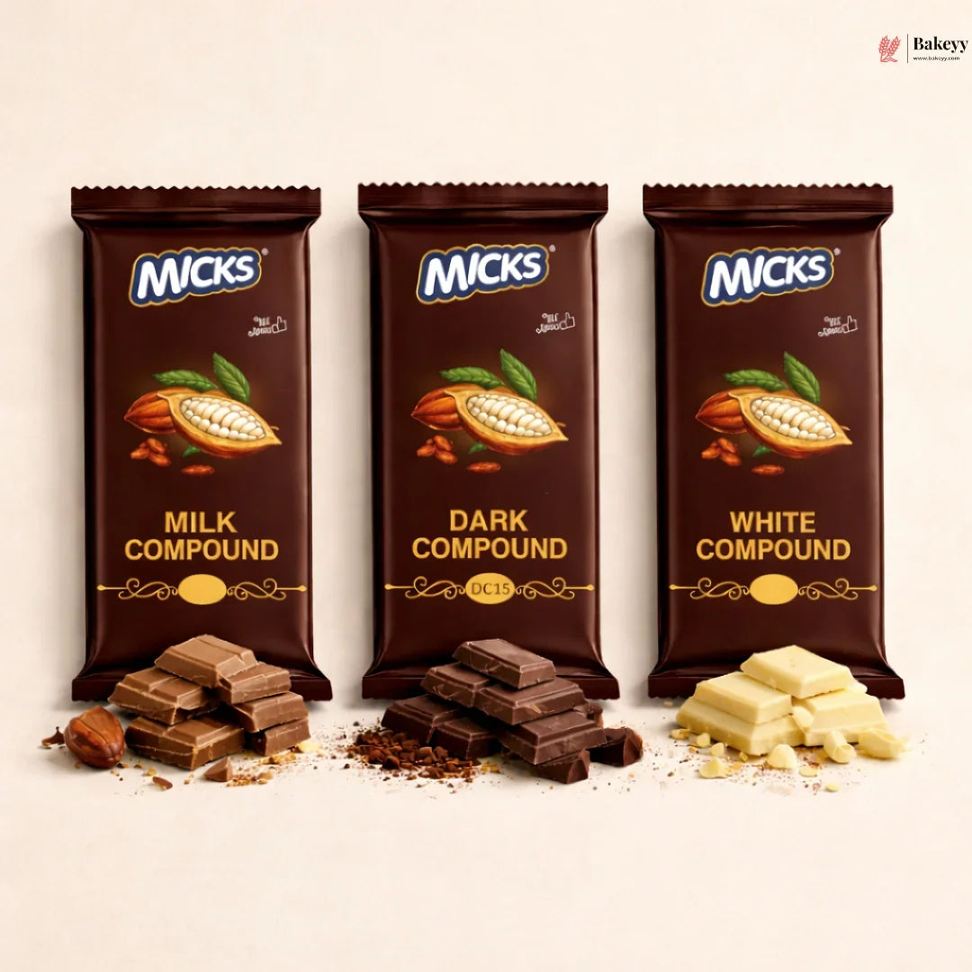 Micks Compound Bar | Milk, Dark & White Variants | Baking & Coating | 500 Gram | Pack of 1