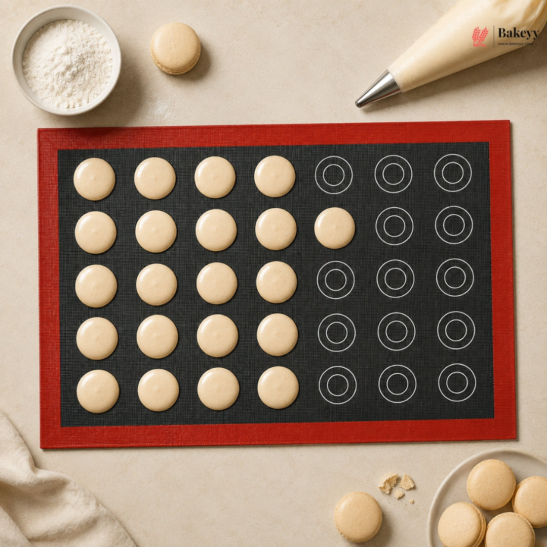 Silicone Macaron Baking Mat | Non-Stick Silicone Baking Sheet | Reusable Pastry & Cookie Baking Mat | 2 Size Options | Pack of 1