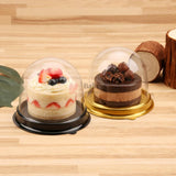 Mini Cake Dome Box with Clear Lid and Base | Individual Cake Packaging Black & Gold Base | Pack of 50