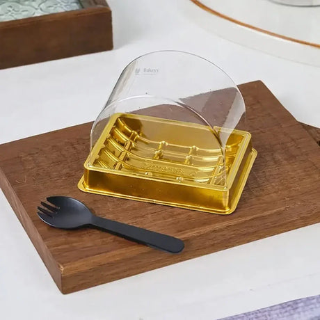 Mini Dessert Container with Clear Arch Dome Lid | Gold & Black Base Options | Premium Dessert Packaging | Pack of 50