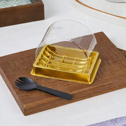 Mini Dessert Container with Clear Arch Dome Lid | Gold & Black Base Options | Premium Dessert Packaging | Pack of 50