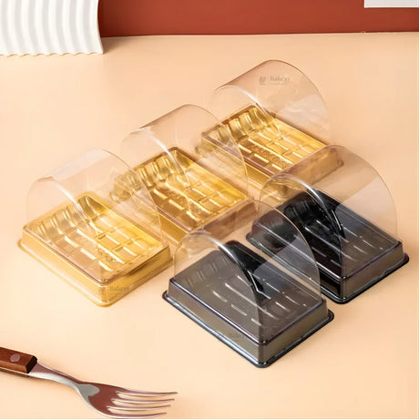 Mini Dessert Container with Clear Arch Dome Lid | Gold & Black Base Options | Premium Dessert Packaging | Pack of 50