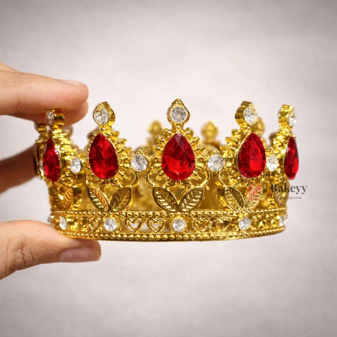MiniRoyalCrownCakeTopper_DecorativeGoldenCrownwithCrystalStones_5 - Bakeyy.com