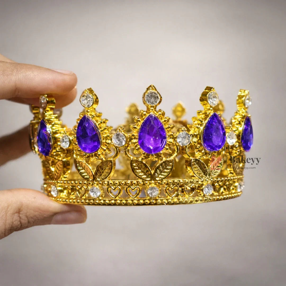 MiniRoyalCrownCakeTopper_DecorativeGoldenCrownwithCrystalStones_7 - Bakeyy.com