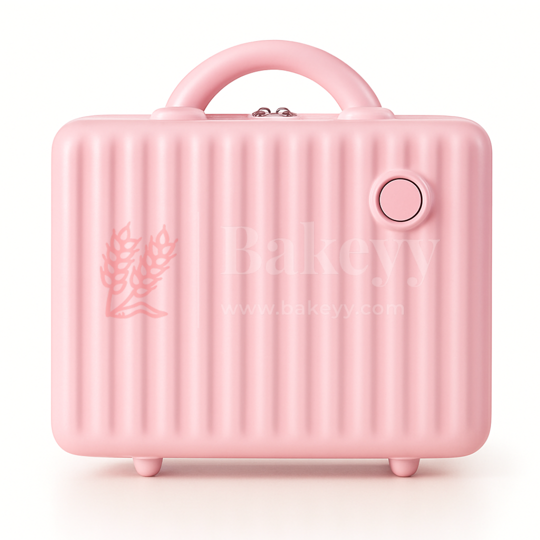 12x6x9 Inch | Mini Travel Storage Suitcase with Round Accent | Multipurpose Hard-Shell Organizer | Hand Luggage | Bag Organizer | Light Pink | 1 Piece