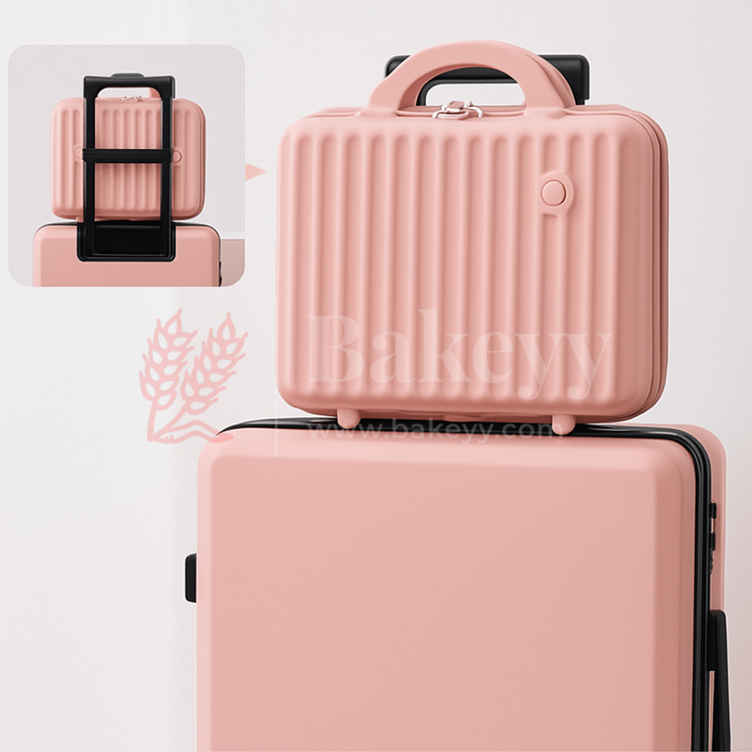 12x6x9 Inch | Mini Travel Storage Suitcase with Round Accent | Multipurpose Hard-Shell Organizer | Hand Luggage | Bag Organizer | Light Pink | 1 Piece