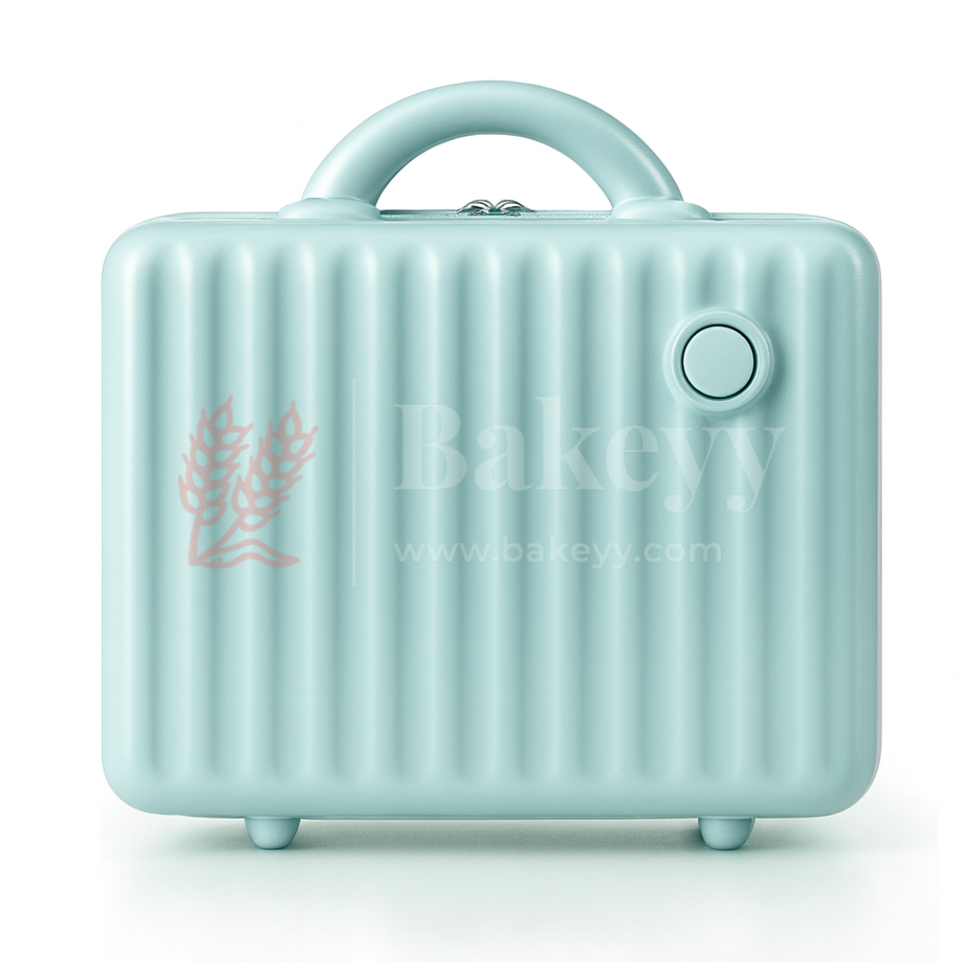 12x6x9 Inch | Mini Travel Storage Suitcase with Round Accent | Multipurpose Hard-Shell Organizer | Hand Luggage | Bag Organizer | Light Blue | 1 Piece