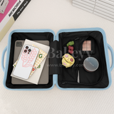 12x6x9 Inch | Mini Travel Storage Suitcase with Round Accent | Multipurpose Hard-Shell Organizer | Hand Luggage | Bag Organizer | Light Blue | 1 Piece