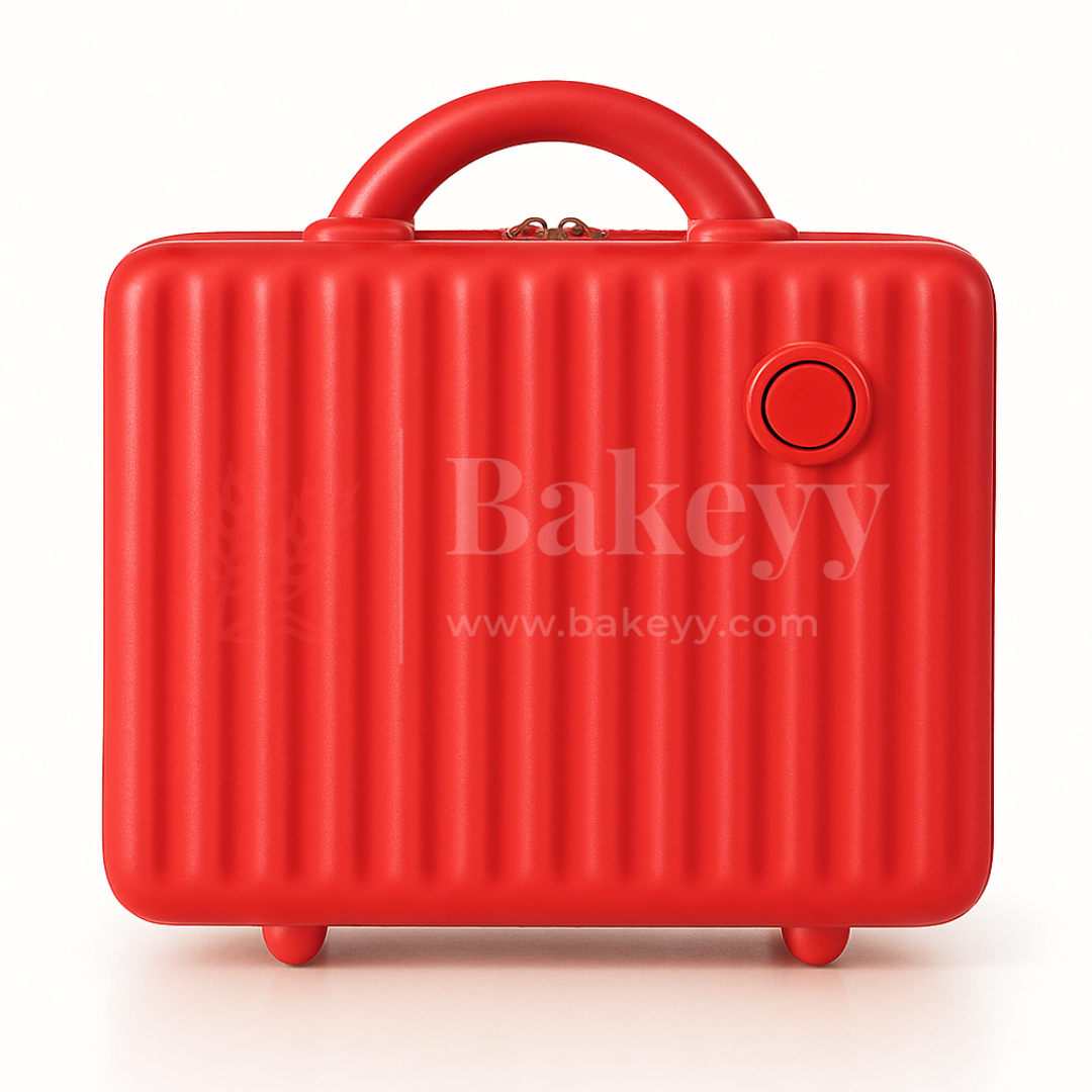 12x6x9 Inch | Mini Travel Storage Suitcase with Round Accent | Multipurpose Hard-Shell Organizer | Hand Luggage | Bag Organizer | Red| 1 Piece
