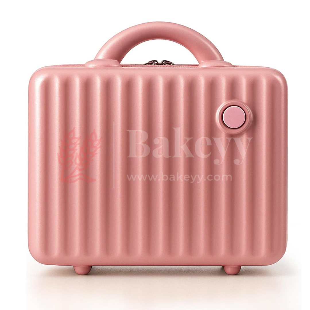 12x6x9 Inch | Mini Travel Storage Suitcase with Round Accent | Multipurpose Hard-Shell Organizer | Hand Luggage | Bag Organizer | Peach | 1 Piece