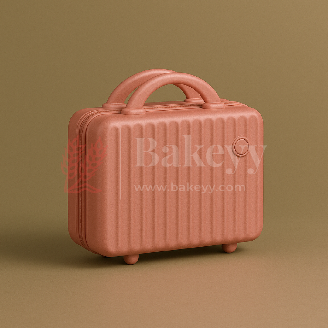 12x6x9 Inch | Mini Travel Storage Suitcase with Round Accent | Multipurpose Hard-Shell Organizer | Hand Luggage | Bag Organizer | Peach | 1 Piece