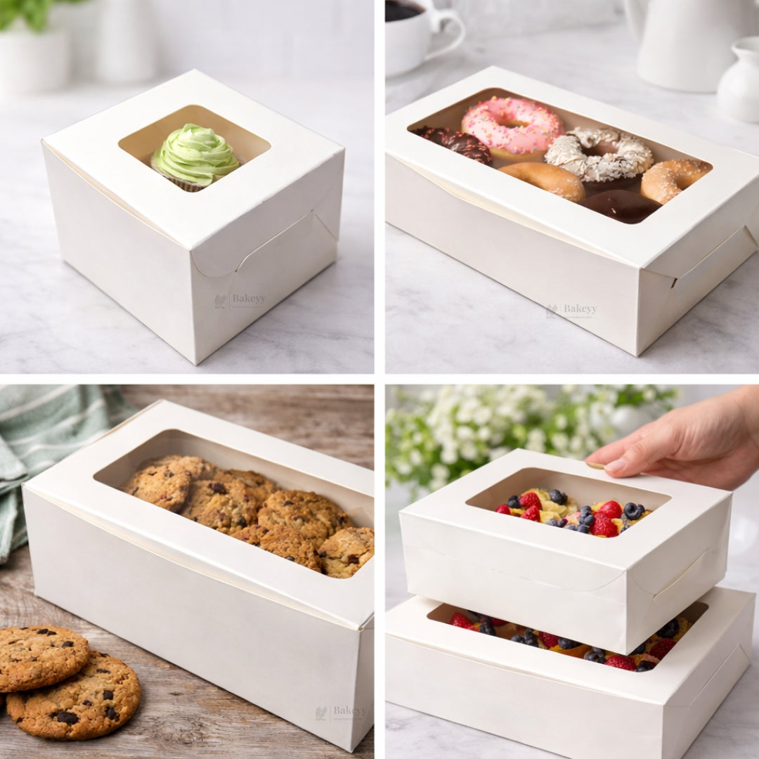 Mini Cake Box with Window – White | 3 Sizes Available | Pastry box | Mini cake gift box | Pack of 25