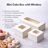 Mini Cake Box with Window – White | 3 Sizes Available | Pastry box | Mini cake gift box | Pack of 25