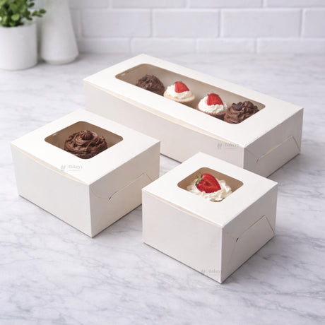 Mini Cake Box with Window – White | 3 Sizes Available | Pastry box | Mini cake gift box | Pack of 25