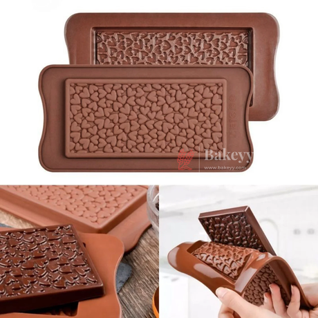 1 Cavity | Mini Heart Pattern Silicone Bar Chocolate Mould