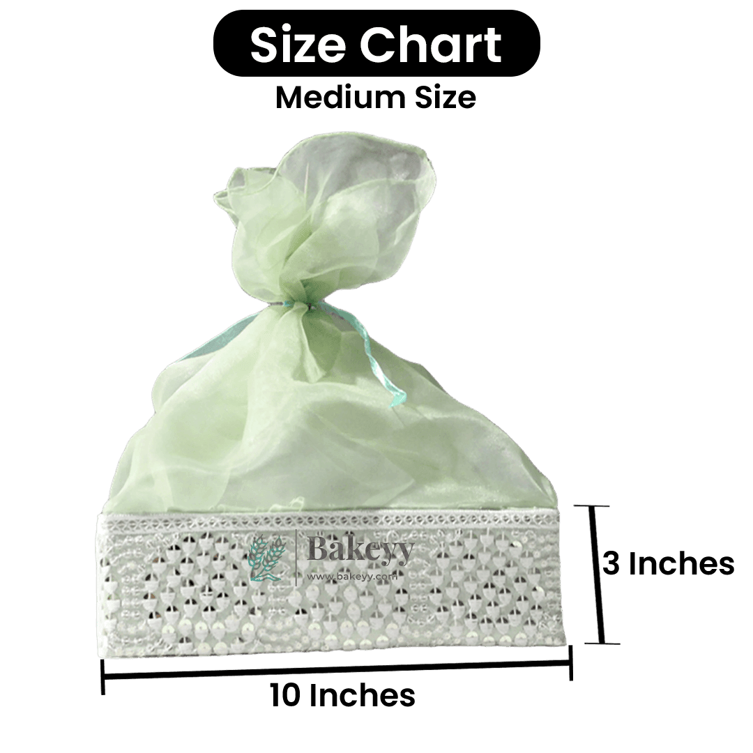 Crystal Mesh Hamper Gift Set | Mint, Ivory, and Pink | Elegant Square Gifting Tray - Bakeyy.com - India - Crystal Mesh Hamper Gift Set | Mint, Ivory, and Pink | Elegant Square Gifting Tray - Mint Green / Small - 8 Inch