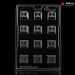 Mould -044 | 12 Cavity Square Chocolate Mould with Geometric Line Pattern | Pack of 1