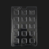 Mould 015 | Square Chocolate Mould with Swirl Texture | 15 Cavity Clear Plastic Chocolate Mould Tray | Pack of 1