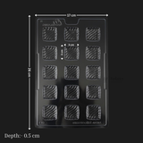 Mould 015 | Square Chocolate Mould with Swirl Texture | 15 Cavity Clear Plastic Chocolate Mould Tray | Pack of 1