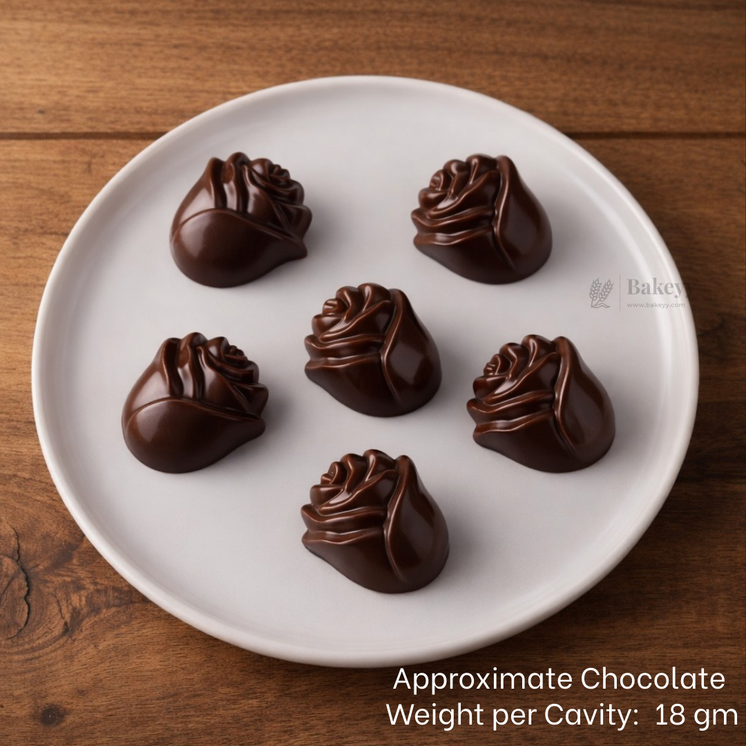 Mould 041 | Rose Flower Chocolate Mould | 3D Floral Chocolate Shape Mould | Food-Grade Plastic Chocolate Mould | Pack of 1