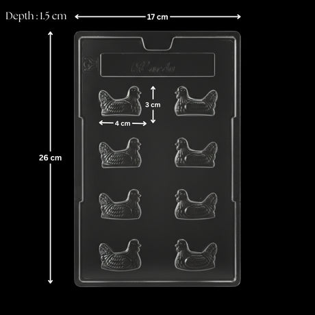 Mould 112 | Small Chicken Chocolate Mould | 8 Cavity | Pack of 1