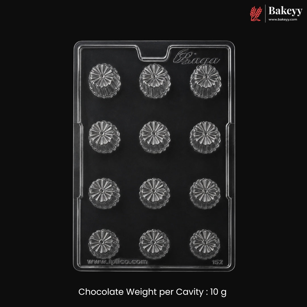Mould 152 | 12 Cavity Round Flower Dome Chocolate Mould | Pack of 1