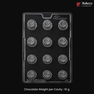 Mould 152 | 12 Cavity Round Flower Dome Chocolate Mould | Pack of 1
