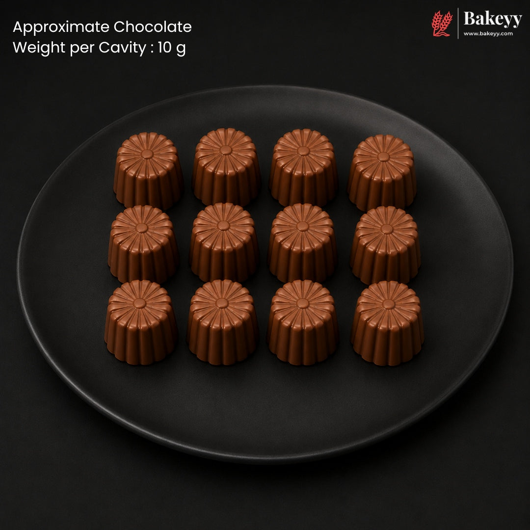 Mould 152 | 12 Cavity Round Flower Dome Chocolate Mould | Pack of 1