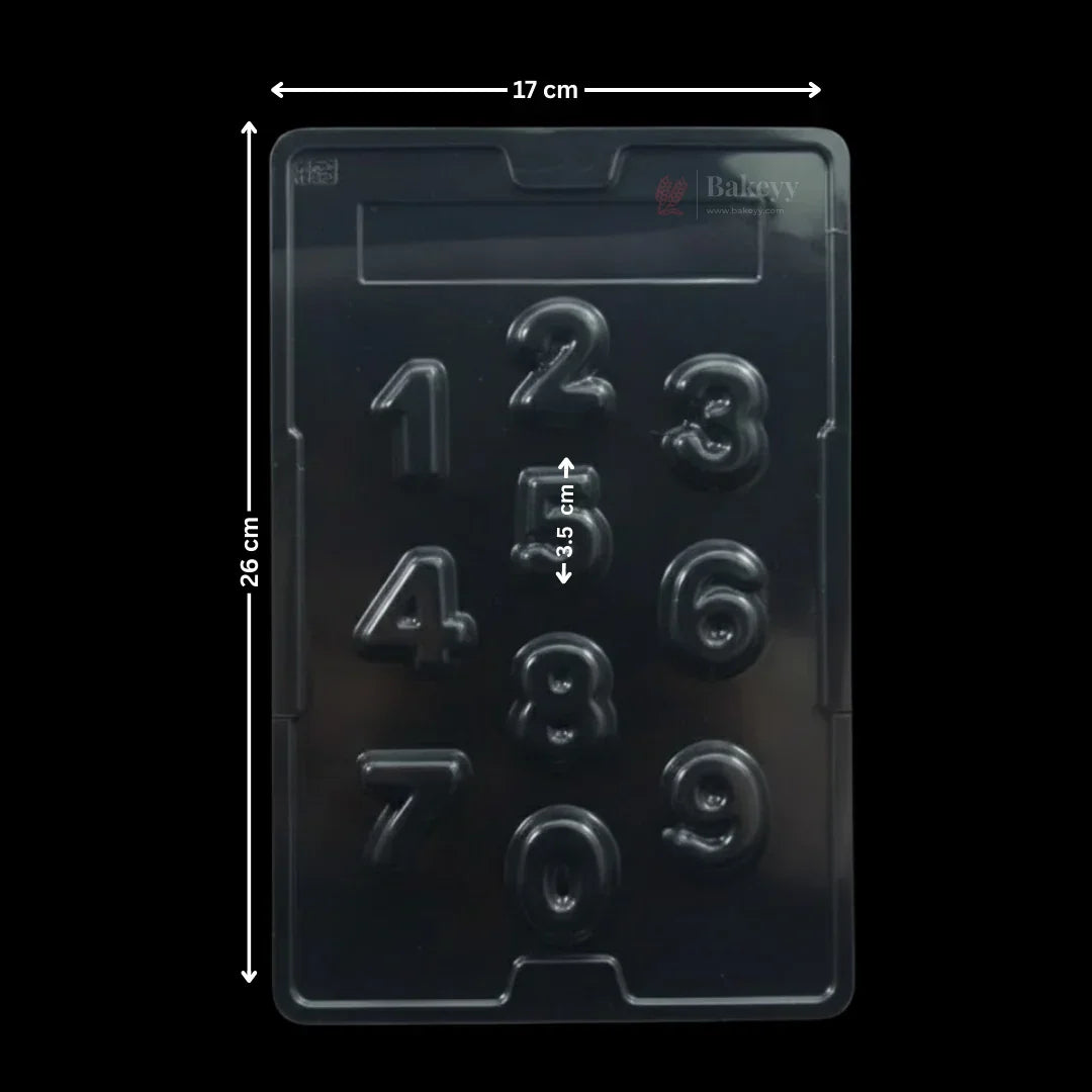 Number shape chocolate mould tray in black plastic, 17x26 cm, for baking and candy making from Bakeyy.com