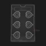 Mould 216 | Heart Shape Chocolate Mould with Ribbed Texture | 6 Cavity Clear Plastic Chocolate Mould Tray | Decorative Chocolate Making Mould  |  Pack of 1