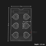 Mould 216 | Heart Shape Chocolate Mould with Ribbed Texture | 6 Cavity Clear Plastic Chocolate Mould Tray | Decorative Chocolate Making Mould  |  Pack of 1