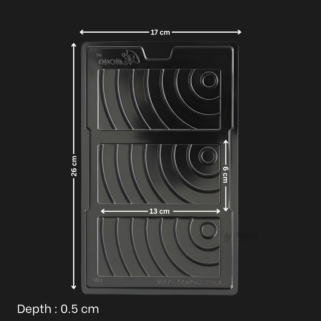 Mould 503 | Curved Arc Chocolate Bar Mould | 3 Cavity Clear Plastic Chocolate Mould Tray | Modern Swirl Chocolate Slab Mould | Pack of 1