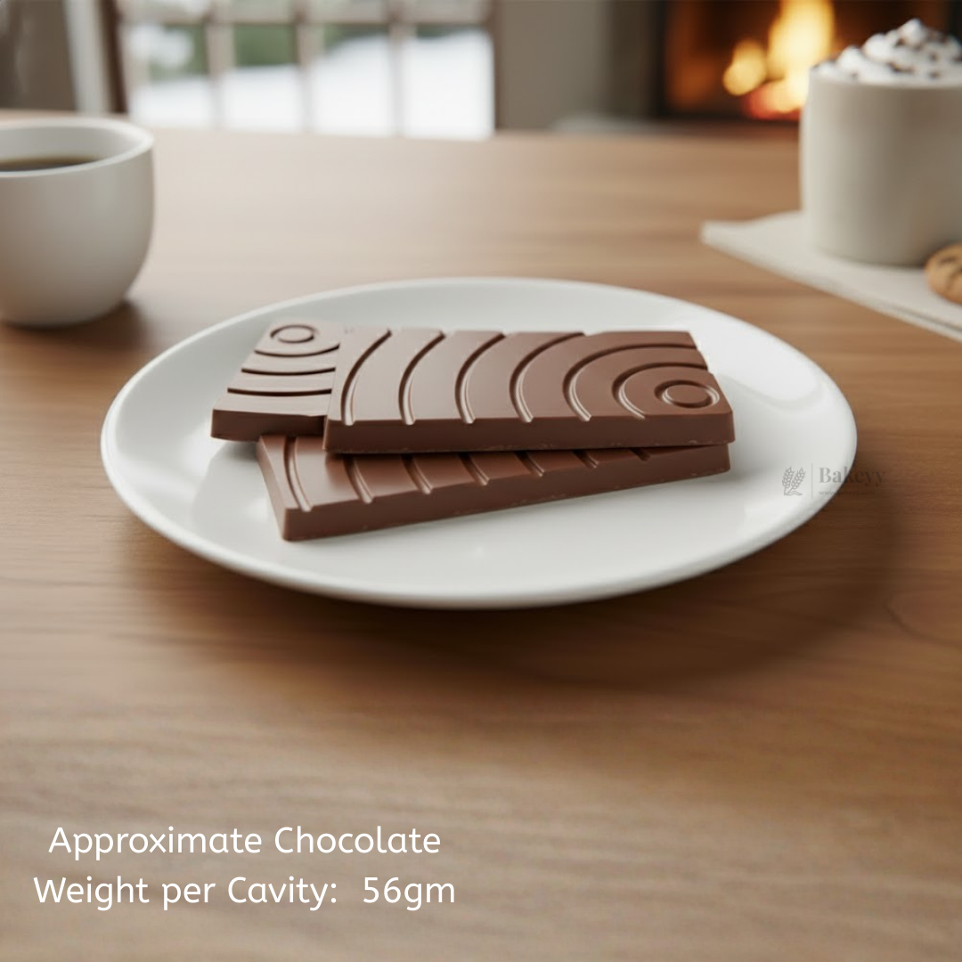 Mould 503 | Curved Arc Chocolate Bar Mould | 3 Cavity Clear Plastic Chocolate Mould Tray | Modern Swirl Chocolate Slab Mould | Pack of 1