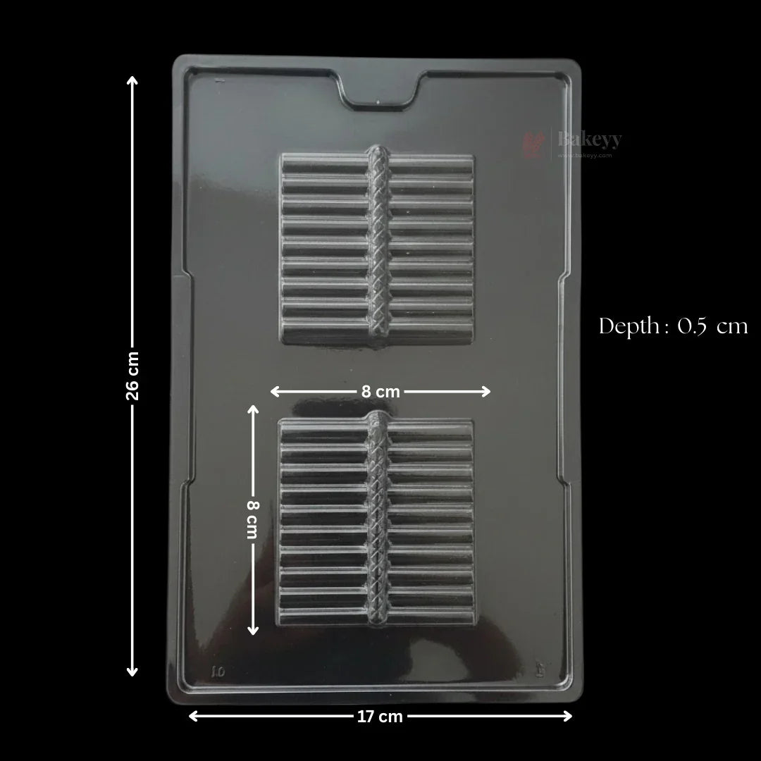 Mould 513-  Cacao  Square Ribbed Design Mould | 2 Cavity | Party Favor Mould | Pack of 1