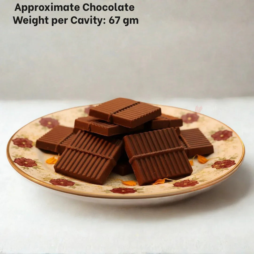 Mould 513-  Cacao  Square Ribbed Design Mould | 2 Cavity | Party Favor Mould | Pack of 1